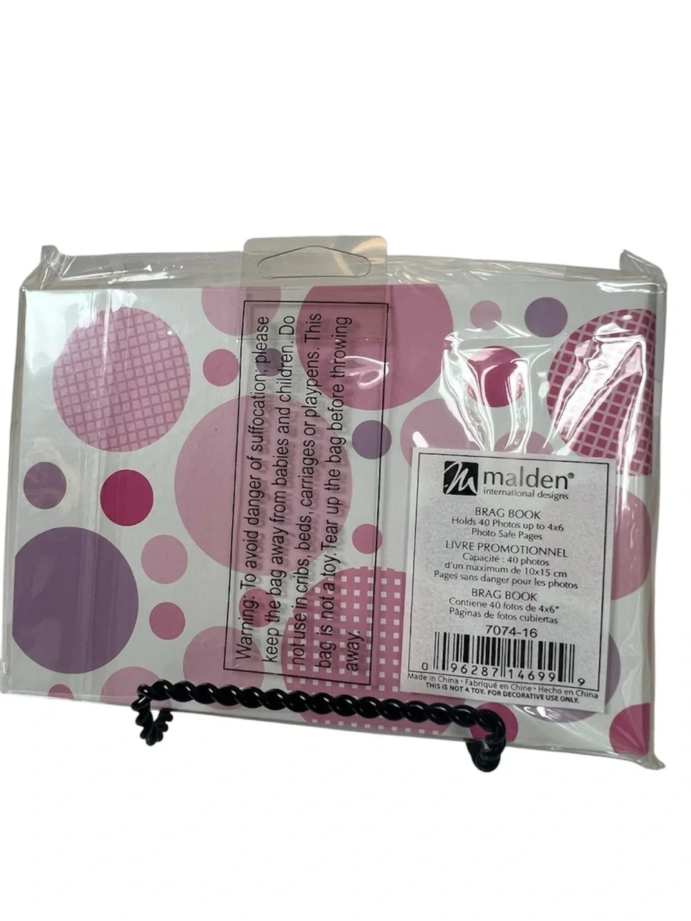 Malden Pink & Purple Polka Dot Baby Brag Book which holds 40 4” x 6” Photos. NWT